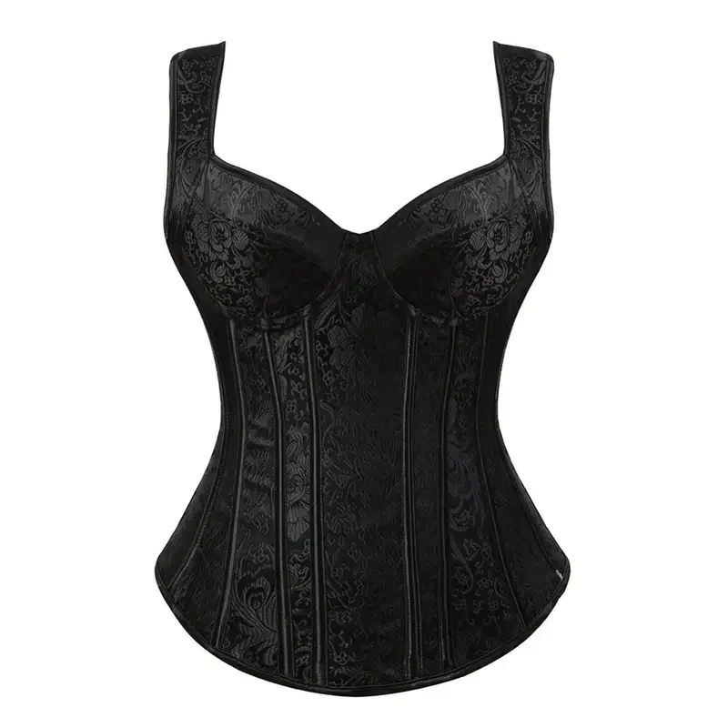 Women's Corsets Flower Embroidery Corset Vintage Strap Bustier Jacquard Zip Corsage Push Up Korsett Lace Busiers Party Costume