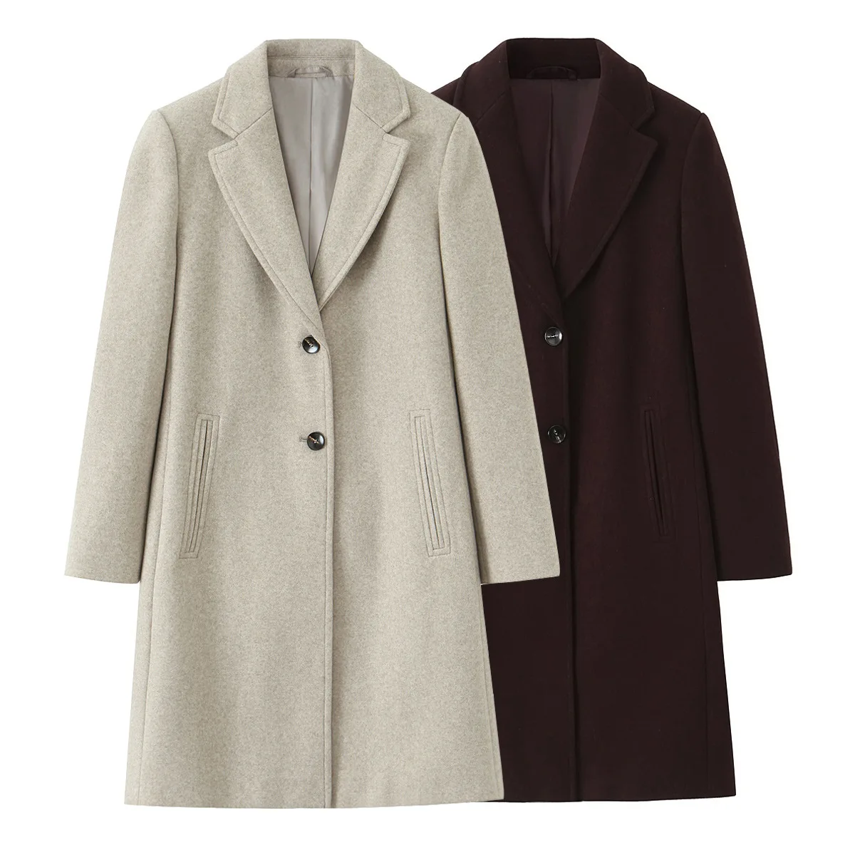 

Foreign trade European and American style autumn and winter new women's lapel soft slim tweed coat coat