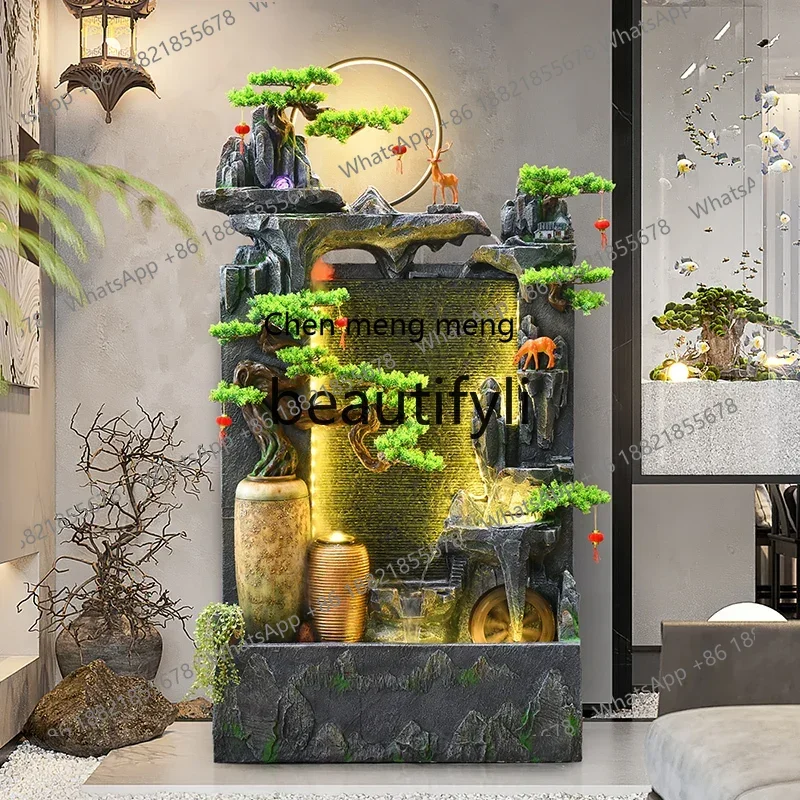 D178  Water curtain wall living room running water screen partition rockery fountain landscape courtyard, feng shui wheel orname