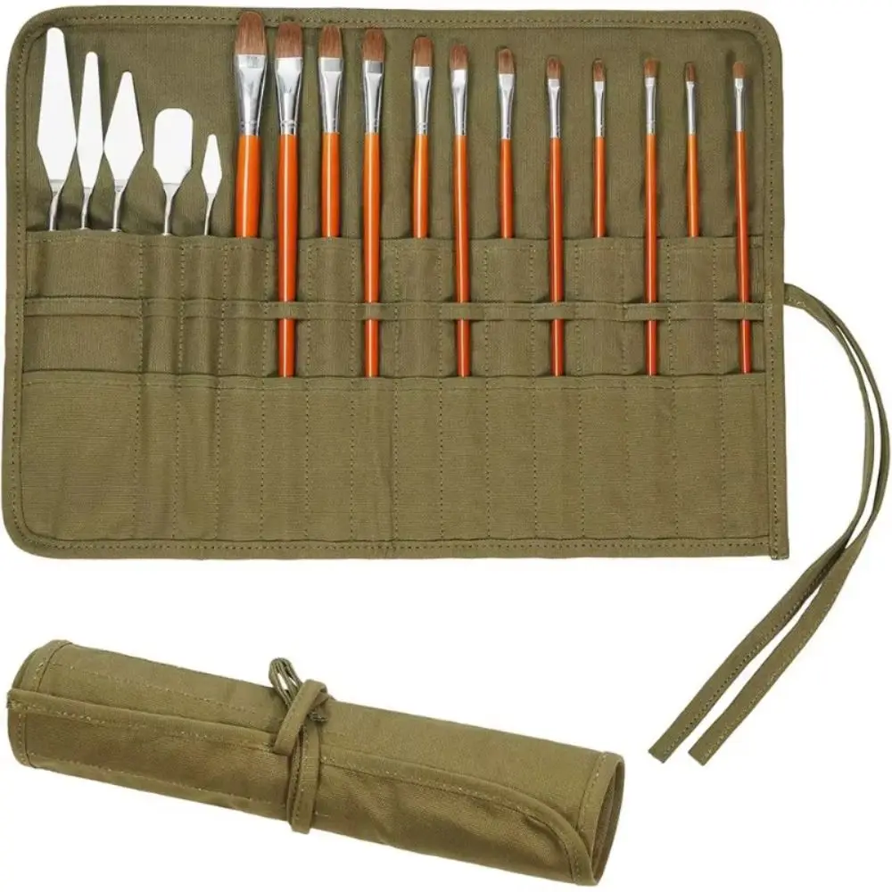 

30 Slots Painting Brushes Storage Bag Large Capacity Waterproof Roll Up Pen Bag Pen Bag Portable Oil Paint Brush Cases Pen Tools