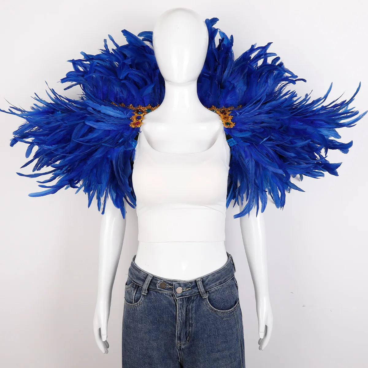 Feder Schal Halloween Karneval Kostüm Runway Leistung Ball Weste Schal Mantel Party Schal Cosplay Frau Schal – Detail 7