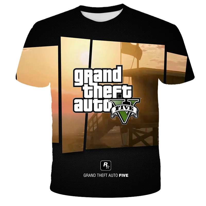 Grand Theft Auto Game GTA 5 Summer Children\'s clothing 3D Print Kids T Shirt Fashion Casual Cartoons T-shirt Boy Girl Tops