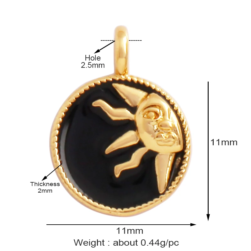 Sun Moon Star Celestial Charm Pendant,Real 18K Gold Plated Cubic Zirconia Paved,Jewelry Necklace Bracelet Accessories Supply K49