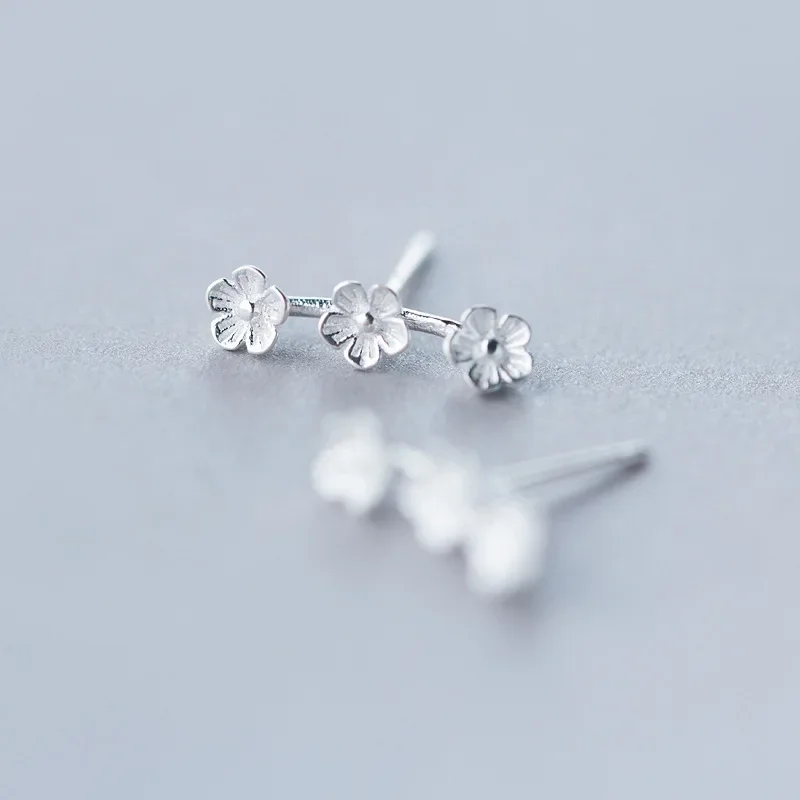 925 Sterling Silver Prevent Allergy Flower Stud Earrings for Women School Grils Kids Wedding Earrings Jewelry Gift eh824