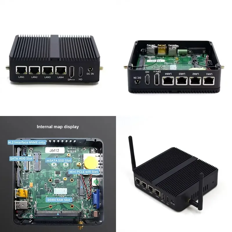 12th Generation Mini Industrial Control Computer N100 Soft Router Host GDDR4 Video Memory DDR4 N100 EU Low
