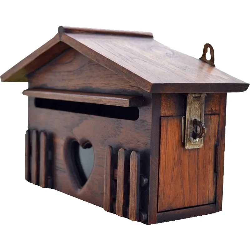 Wooden Wall-Mounted Letter Box Outdoor Home Pastoral Milk Box Suggestions