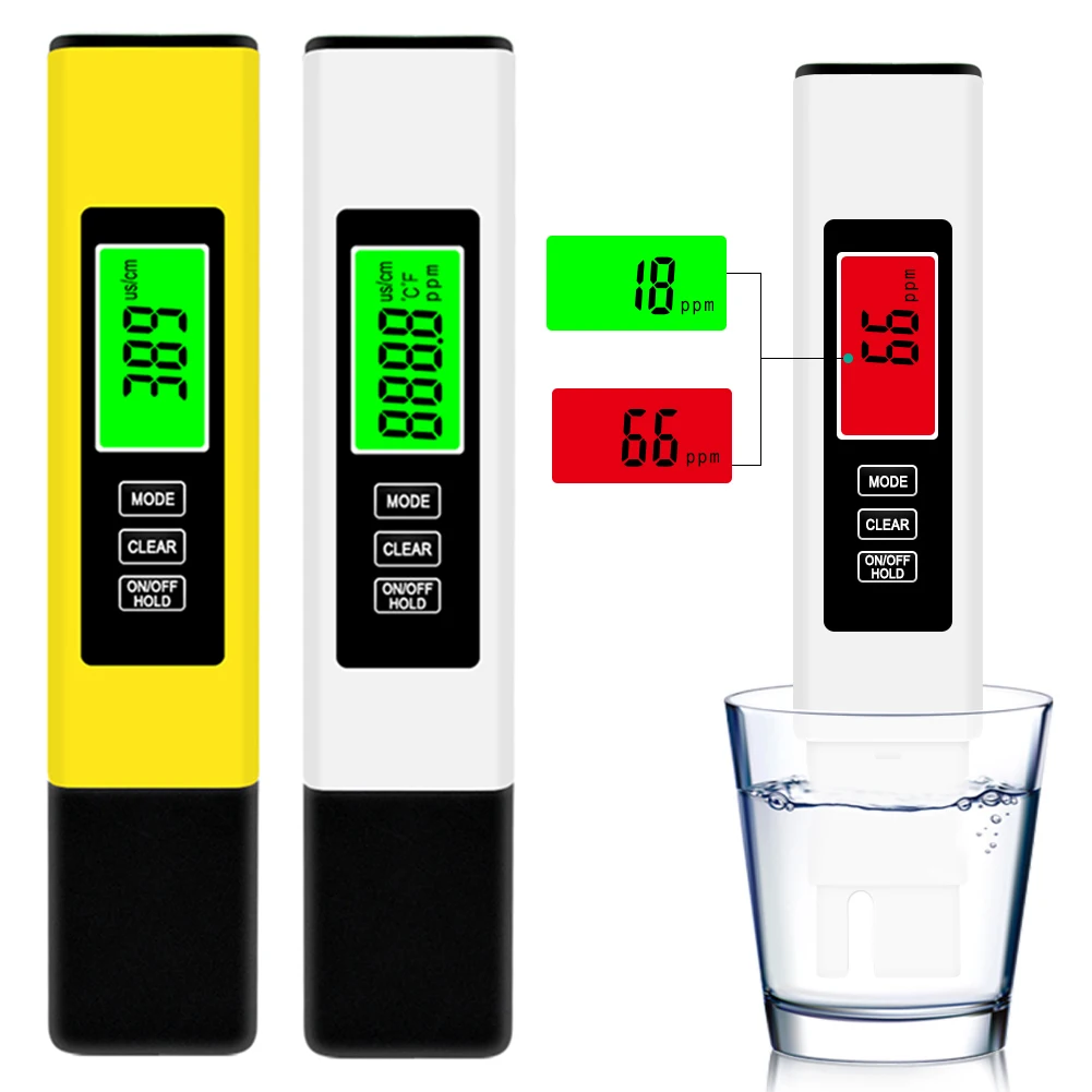 4 in 1 Digital Water Tester Water Quality Tester Pen 0-9990 PPM Accurate Backlit LCD Display for Pools Drinking Water Aquariums