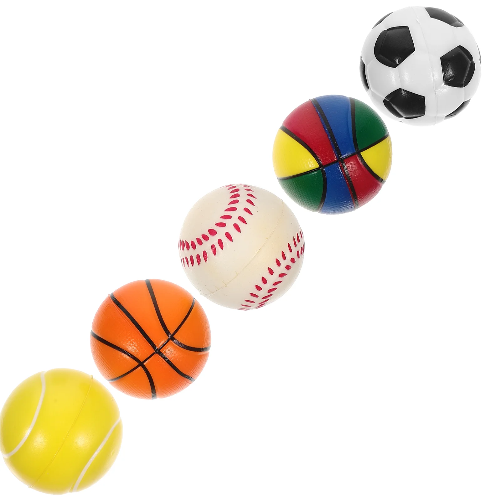 

5 Pcs Bouncy Ball Soccer Stress Balls Mini Toys Basketball Decorations for Party Pu Sponge Baseball Sports Child Kids