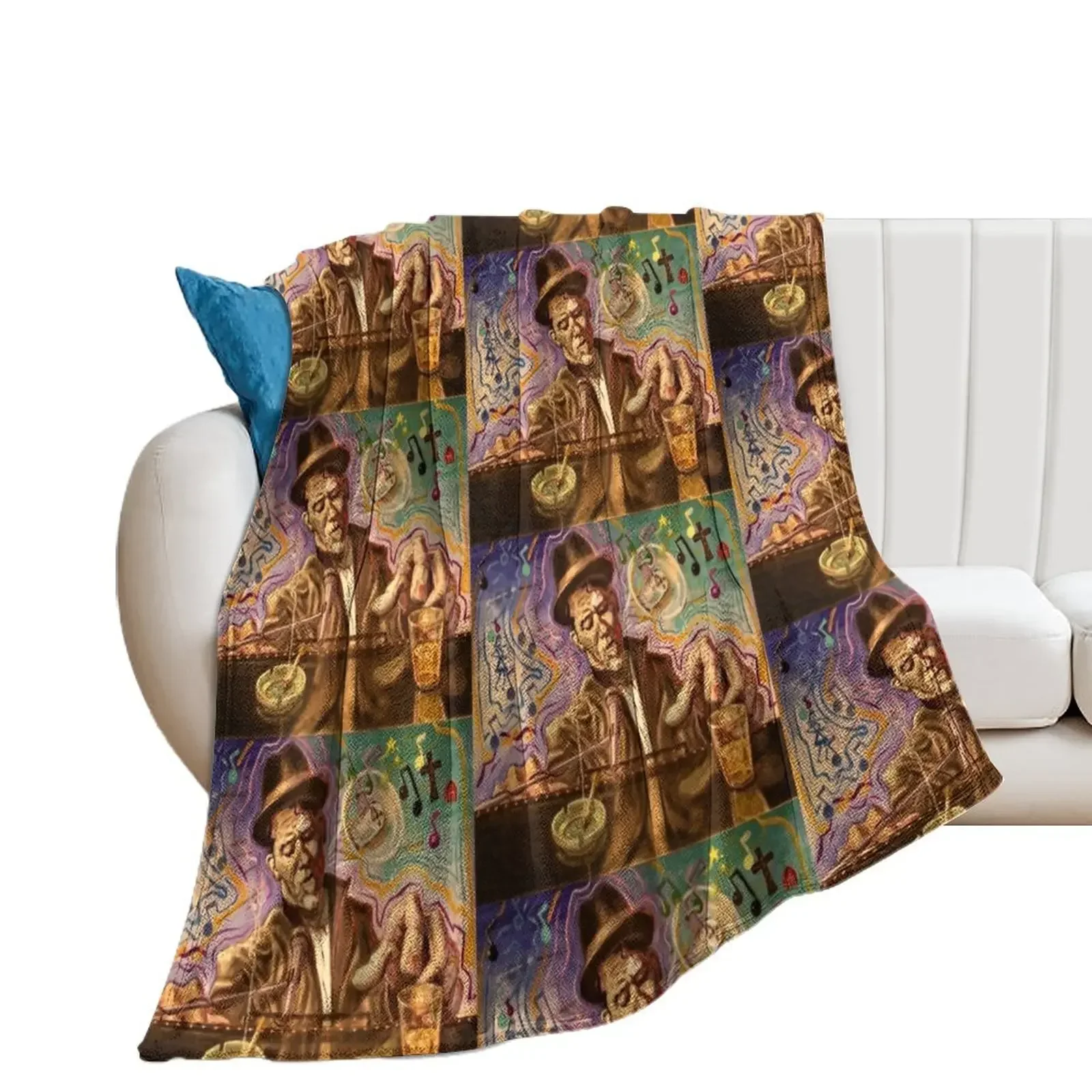 

Waltzing Waits aka Tom Waits Throw Blanket Sofa Quilt Hair for sofa Blankets