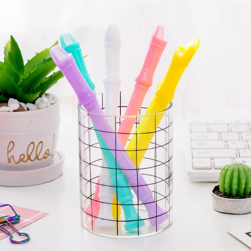 6Pcs Creative Cute Candy-colored Flute Whistle Gel Pen Student Learning  Stationery for School Cute Pens Office Accessories