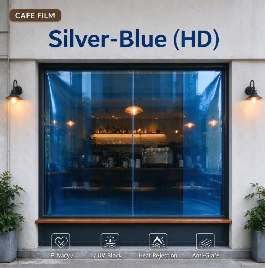 HD PET One Way Vision Window Tint Roll Silver Blue Anti UV Heat Rejection Privacy DIY Glass Film For Home Office Commercial