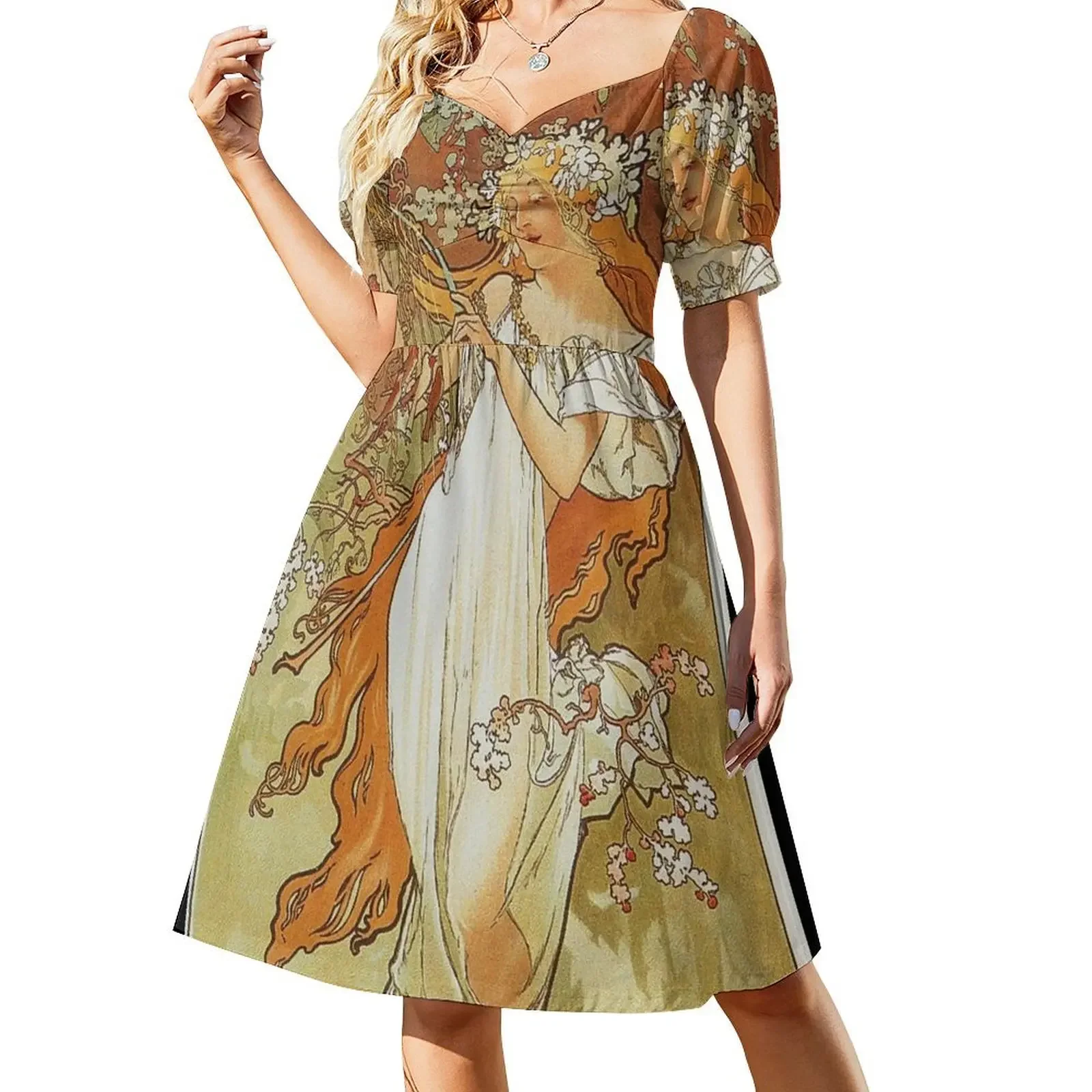 

Alphonse Mucha - Spring 1896 Short-Sleeved Dress wedding dresses for parties Bride dresses