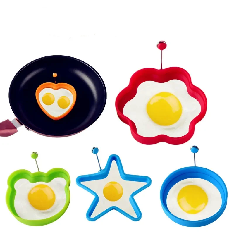 5 Styles Pancake Maker Fried Egg Mold Silicone Forms Non-stick Simple Operation Pancake Maker Omelette Mold Kitchen Egg Tool 1Pc