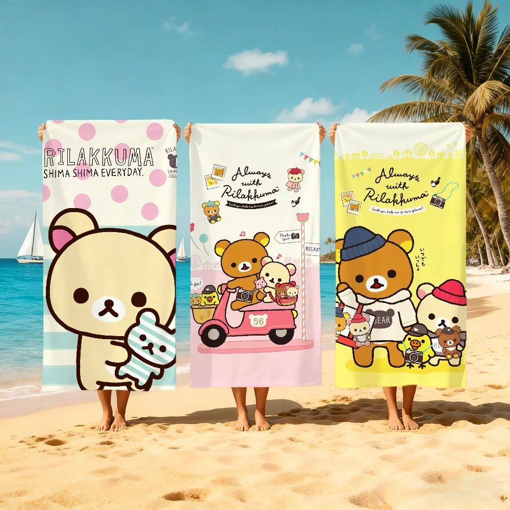 R-Rilakkuma-A Cartoon Cute Towel Beach Quick Dry Soft Pool Towels Gift for Travel Gym Shower Camping Sports