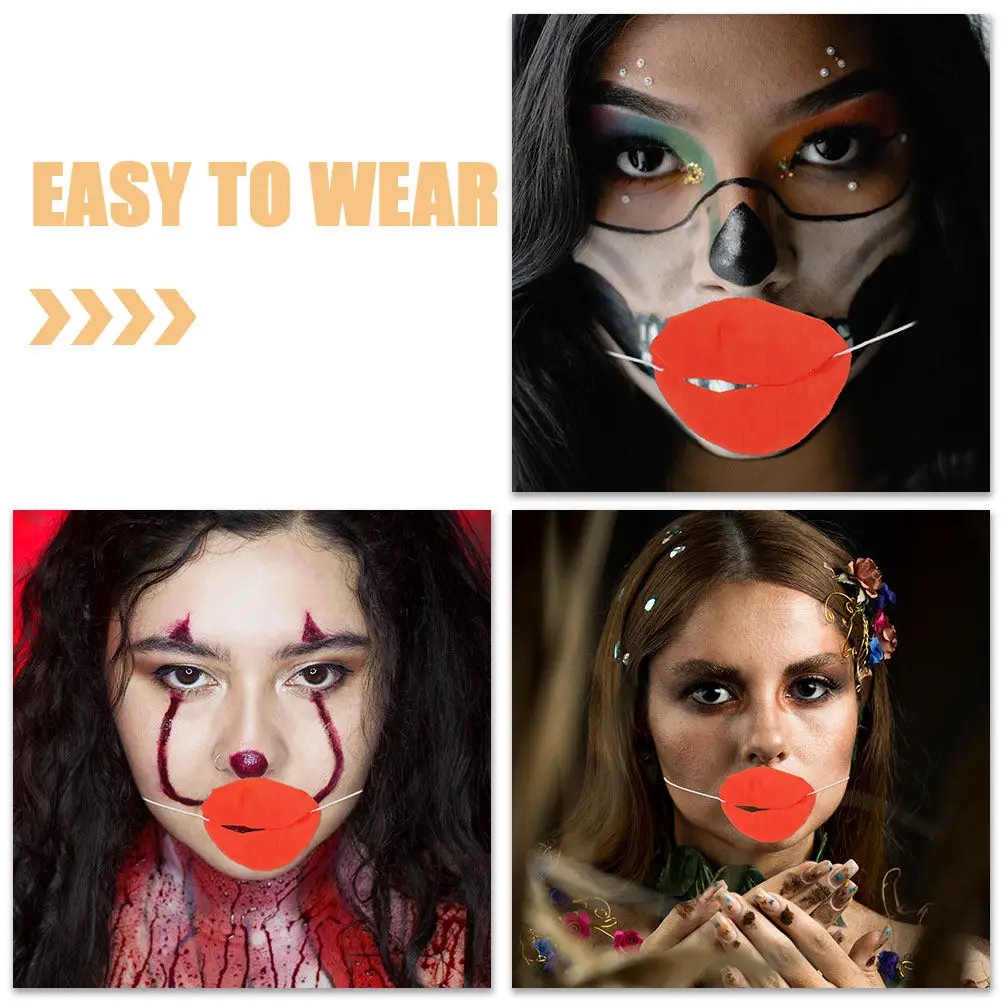 6Pcs Red Lip Mouth Prop Big Sausage Mouth Funny Cosplay Props for Wedding Games April Fool's Day Party Entertainment Interactive