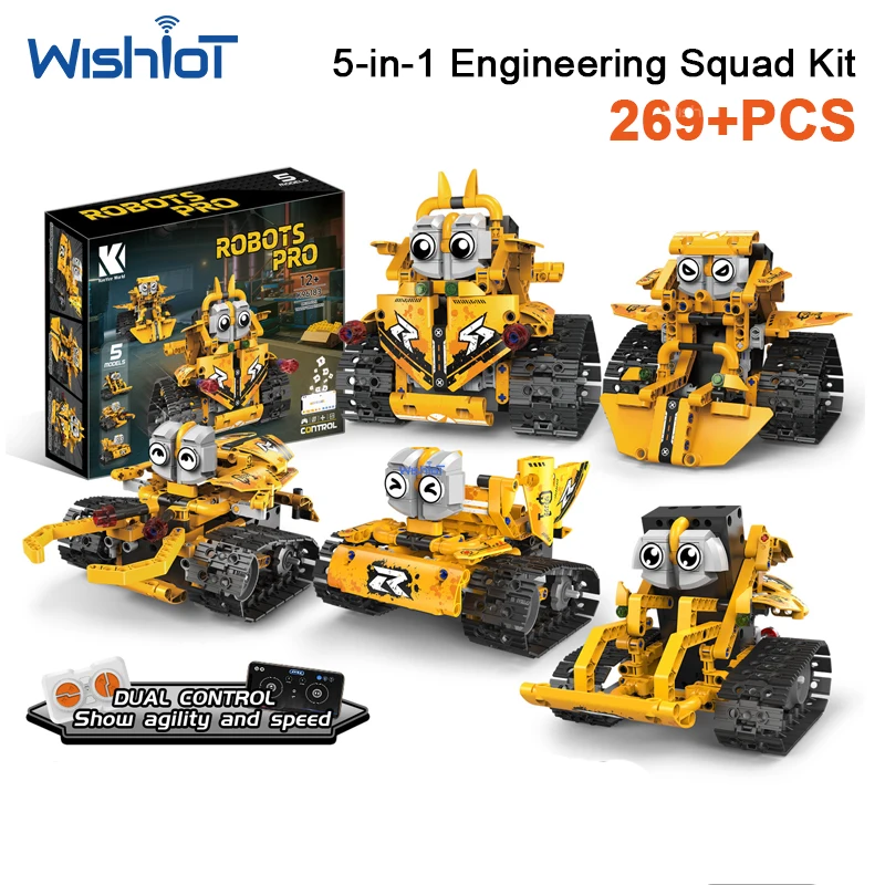 

K96183 269pcs 5 in 1 Transformable Construction Squad Building Block Set DIY Bricks Toys for Kids Boys Christmas Gifts