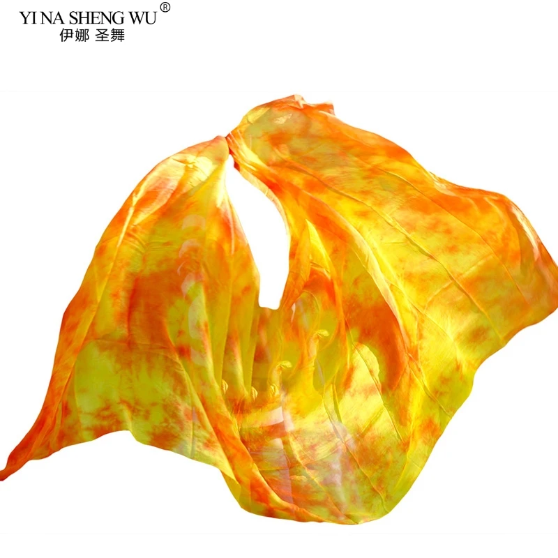 100% Real Silk Belly Dance Veil Tie Dyed Silk Veil 200cm&250cm&270cm Silk Veil Women's Hand Throwing Scarf Shawl Customizable