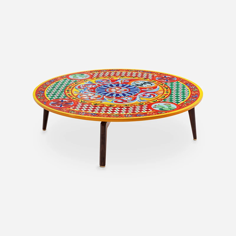 Modern Luxury Round Square Coffee Side Table Set Graphic Motifs Modular Durable Home Furniture