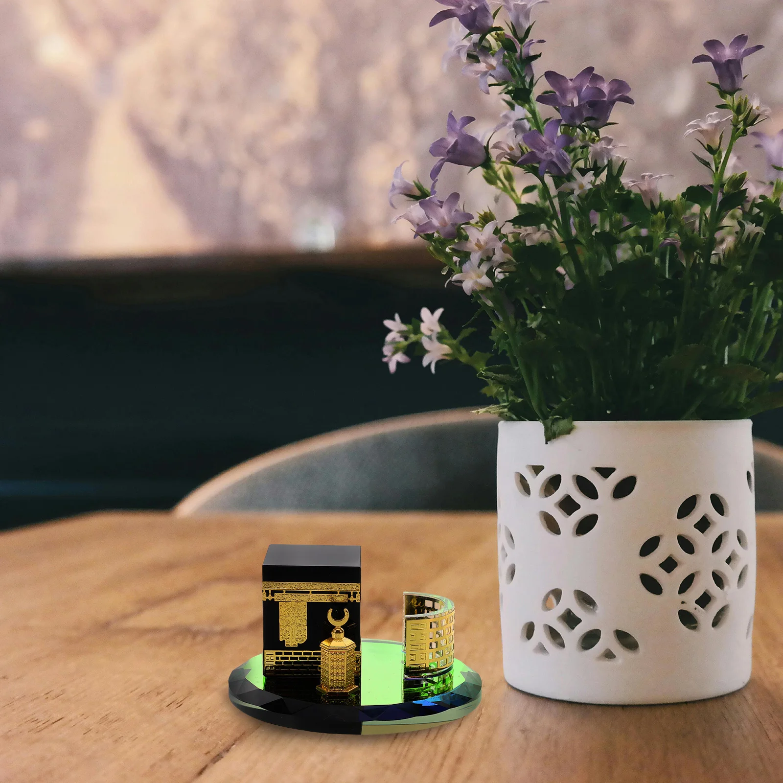 

Premium Crystal Showpiece Islamic Home Decor Handicraft for Table Desk Shelf Saudi Arabia Inspired Ornamental Gift Choice