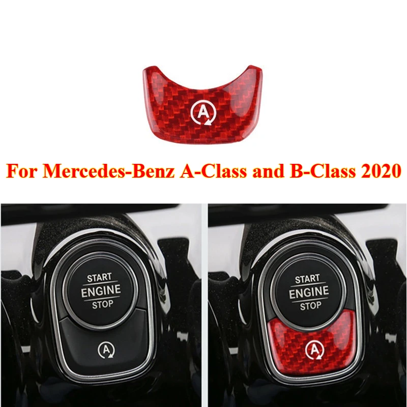 1 قطعة لمرسيدس بنز الفئة A و B-Class 2020 اكسسوارات السيارات محرك بدء إيقاف زر غطاء الكسوة ، اكسسوارات السيارات الداخلية #1