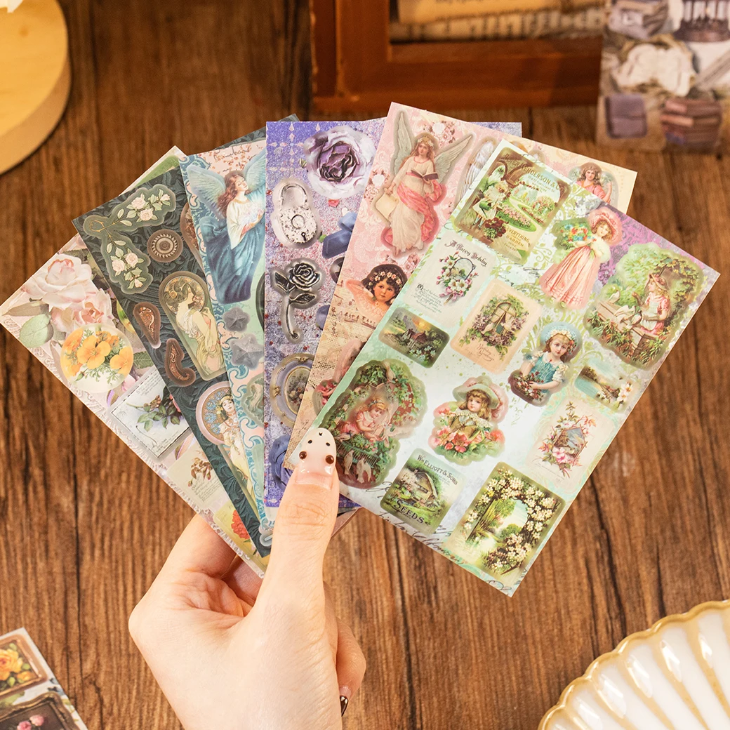 30/60개 빈티지 PET 다이컷 스티커 북 DIY 스크랩북 앨범 파라다이스 & 음식 장식용 레트로 INS 다이어리 스티커
