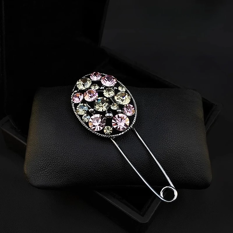 

Luxury Cardigan Sweater Coat Large Brooch for Women High-end Scarf Shawl Clip Vintage Chest Pin Crystal Overcoat Accessory 3271
