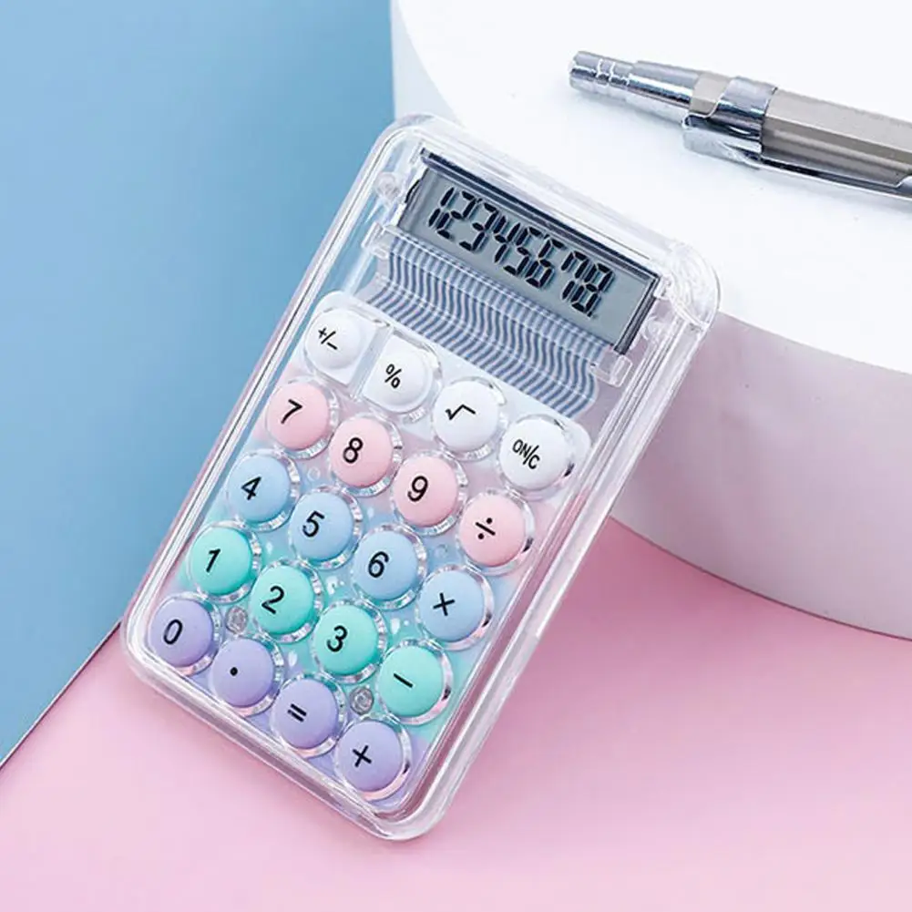 Mini calculadora de bolsillo con botón redondo grande, portátil, con pantalla Lcd, para examen de estudiante, Oficina de estudio