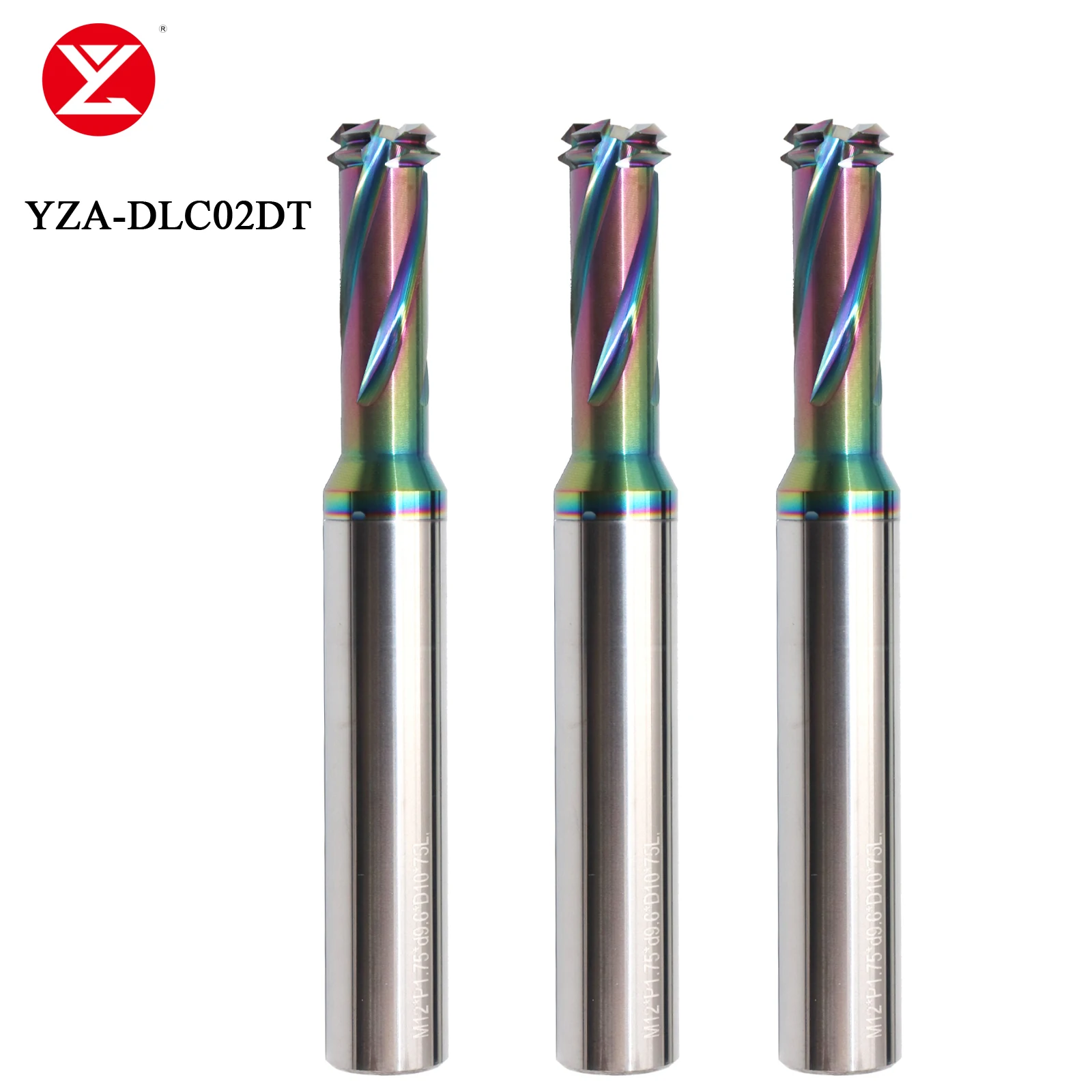 HRC60 Carbide DLC Coating Drilling and Thread Milling Cutter Chamfering Endmill M6 M8 M10 M12 CNC Tools End mills for aluminum