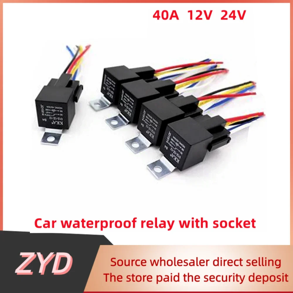 40A Automotive Relay 12V 24V 4pin 5Pin Car Relay with Relay Socket JD 1912 1914 2912 2914 Universal Modification and Maintenance