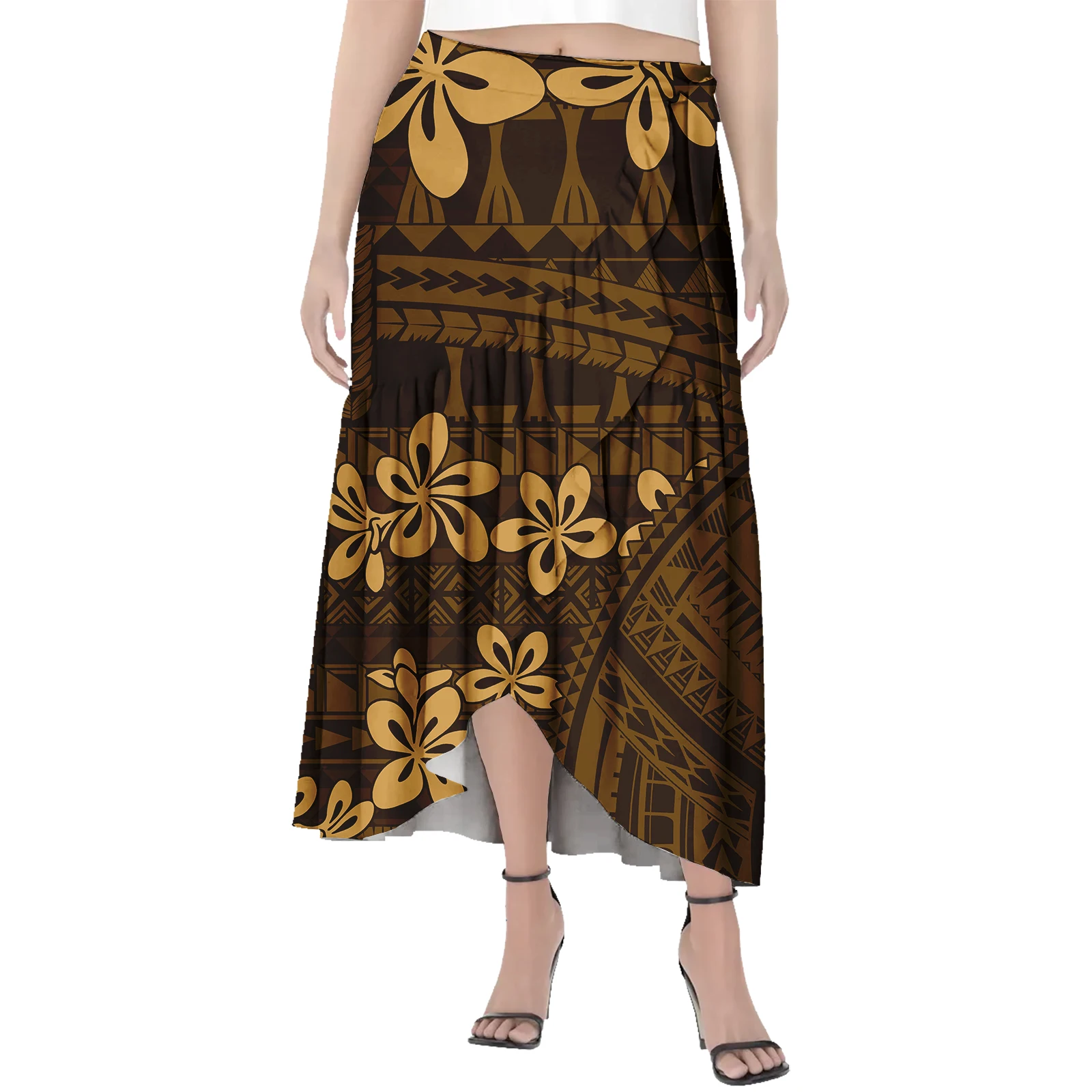 

Maxi Prom Party Dresses Skirt Polynesian Samoa Tribal Puletasi Tatau Causal Skirt for Work Women