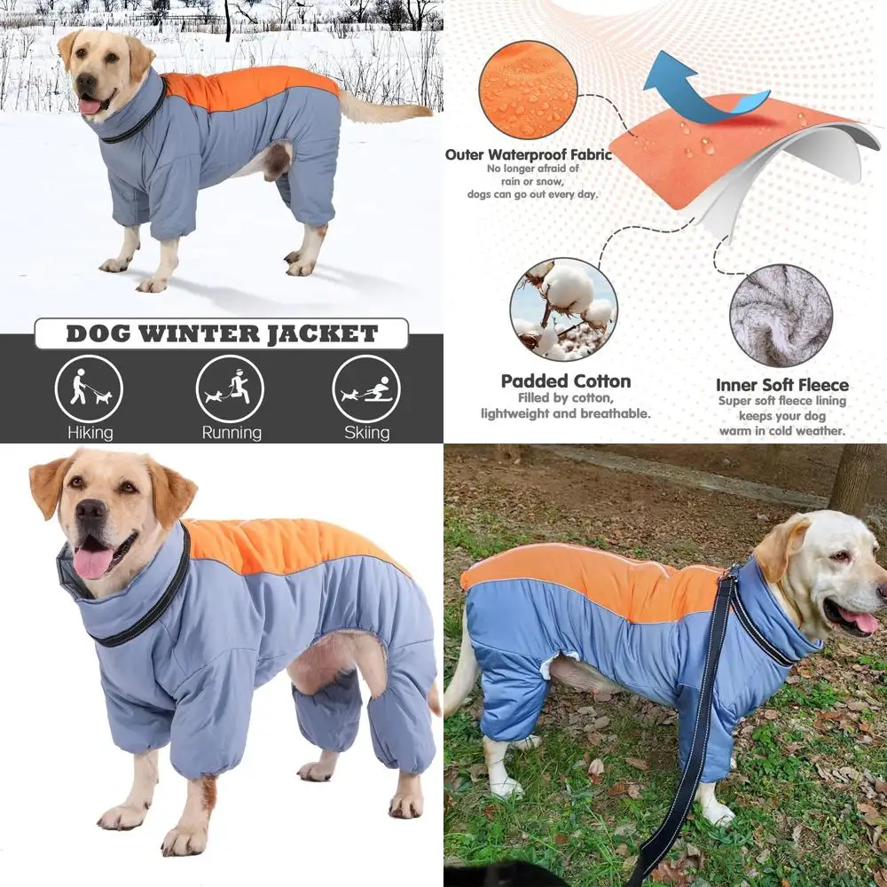 

Синий ветрозащитный светоотражающий комбинезон для собак размера 30 с молнией и флисовой подкладкой для крупных пород