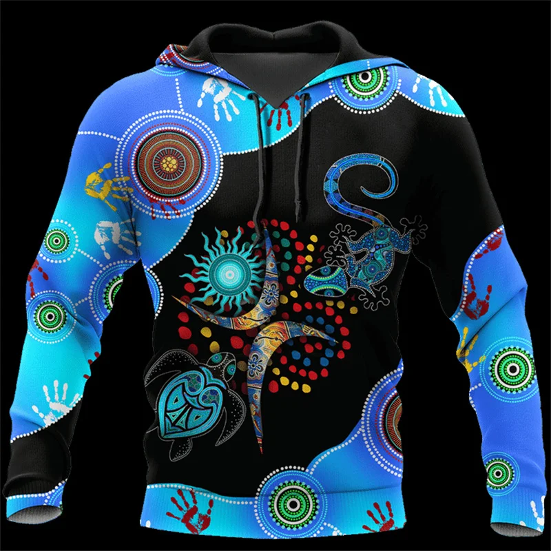 New In Hoodies & Sweatshirts Aboriginal Australia Indigenous Lizards And The Sun 3d Printed Hoodie For Men Y2k Pullover Coat