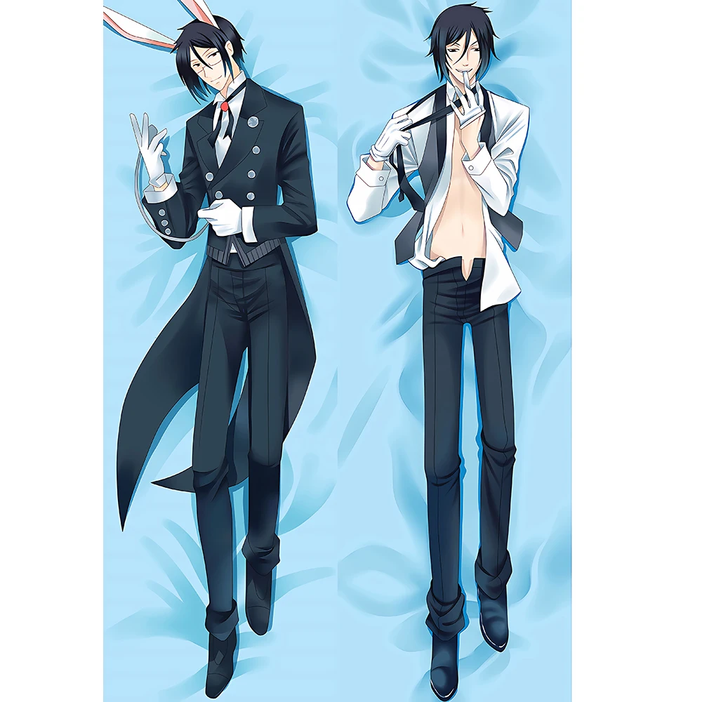 Black Butler Sebastian Michaelis Male Cartoon Dakimakura Pillow Cover 2-Sided Printed Otaku Custom Pillow Case Drop Shipping