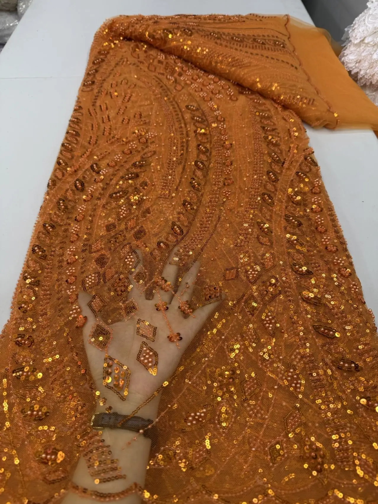 Luxe Afrikaanse kralen 2025, hoge kwaliteit Nigeriaanse pailletten met parelkant, Franse tule kantstof voor feestjurk naaien