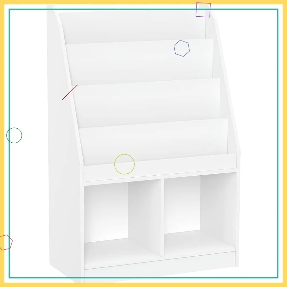 Scaffale per bambini e organizer per giocattoli con 4 librerie, 2 scomparti: spazio versatile per la sala giochi della camera da letto