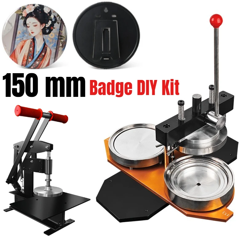 150mm Full Metal Button Badge Maker Machine Kit Comes with 100 Button Blanks Cutter Manual Included for Crafts School Corporate