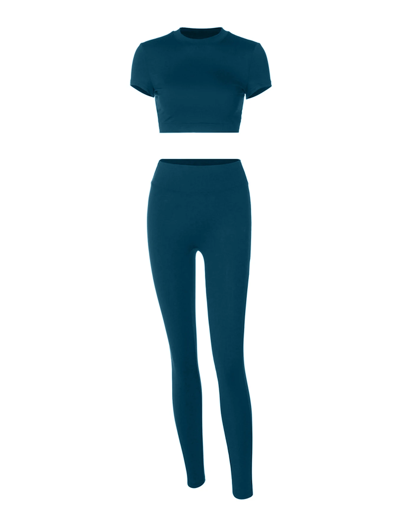 ผู้หญิงออกกําลังกายเสื้อผ้าสีทึบBackless GYMชุดยืดLeggingsฤดูใบไม้ผลิChic Cyan L