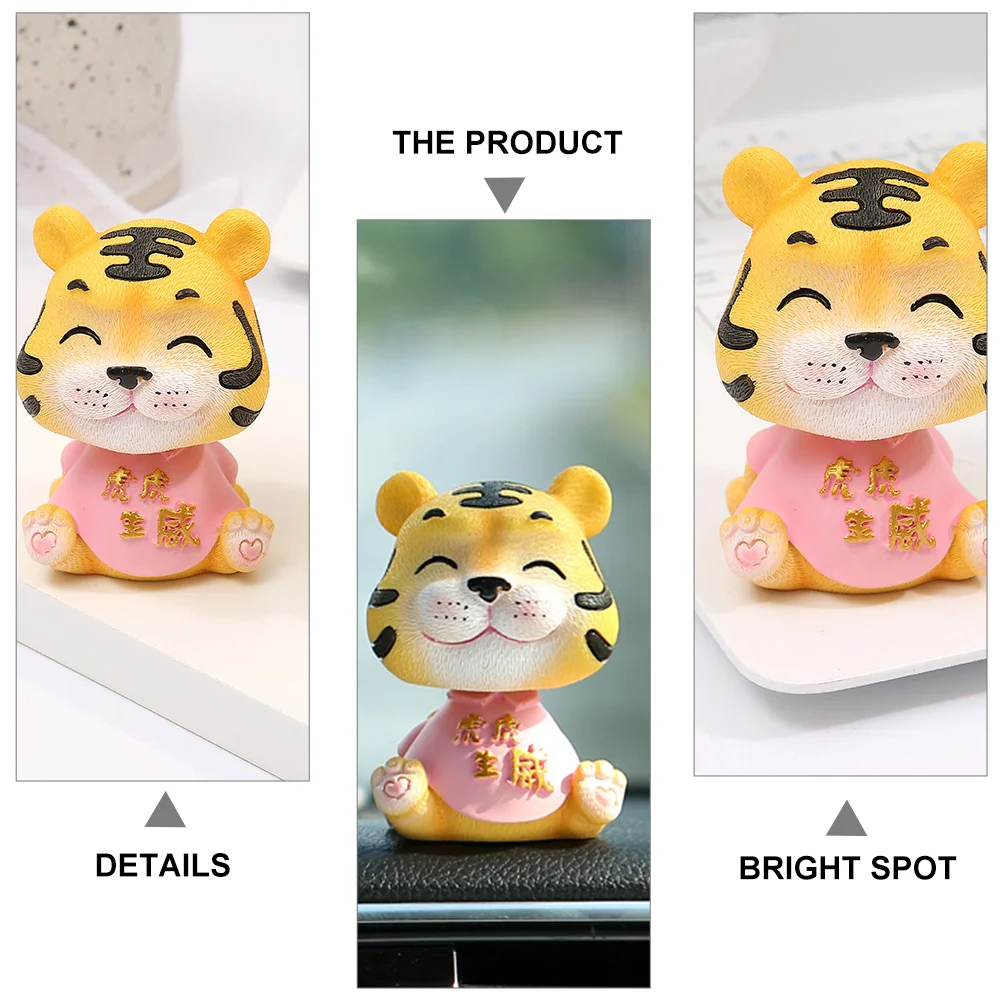 Car Decor Tiger Bobble Head Resin Decoration Ornaments The Bubble Shaking Toy Blue Cake Toppers Souvenir Gift Girl