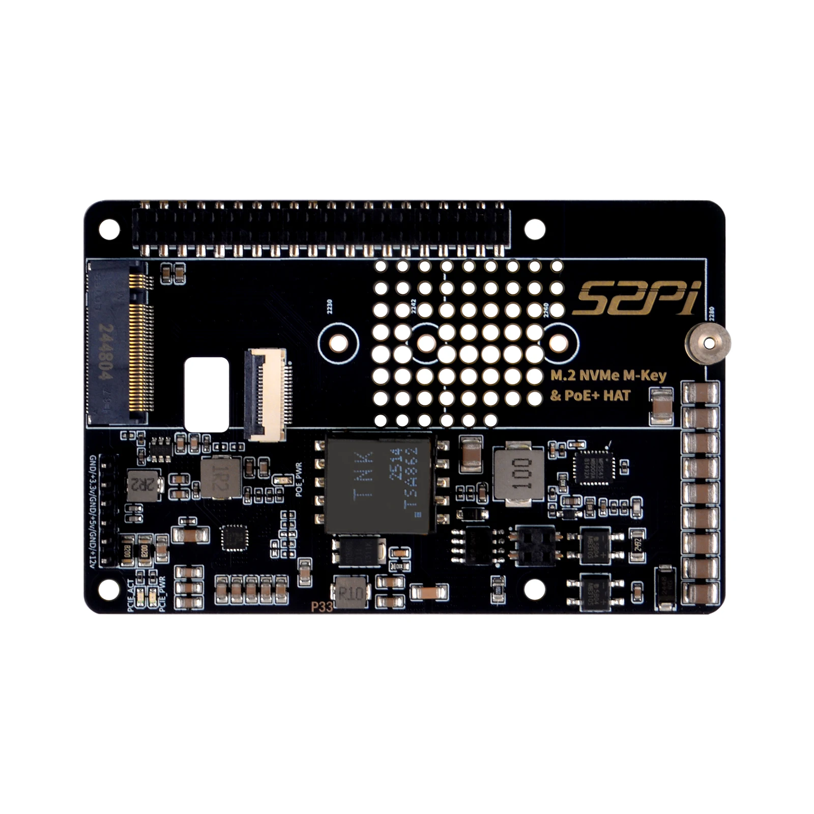52Pi M.2 NVME M-key & PoE+ Hat & Active Cooler Kit dla Raspberry Pi 5 Support SSD: 2230/2242/2260/2280 — zdjęcie produktu 7