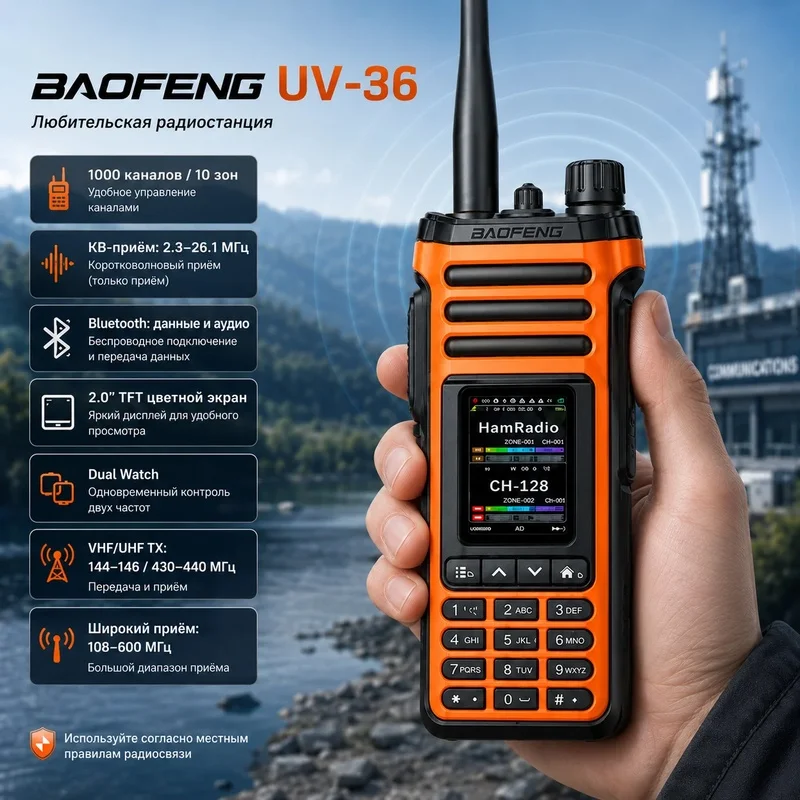 radio-bidirectionnelle-baofeng-uv-36-pro-avec-bluetooth-recepteur-ondes-courtes-1000-canaux-ecran-tft-20''-double-bande-bande-aerienne-noaa-type-c