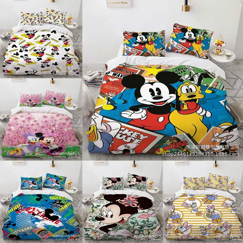 

Mickey Minnie Mouse Bedding Sets Comforter Quilt Bed Cover Duvet Cover Pillow Case 2-3 Pieces Sets Kids Adult Bedroom Decoration