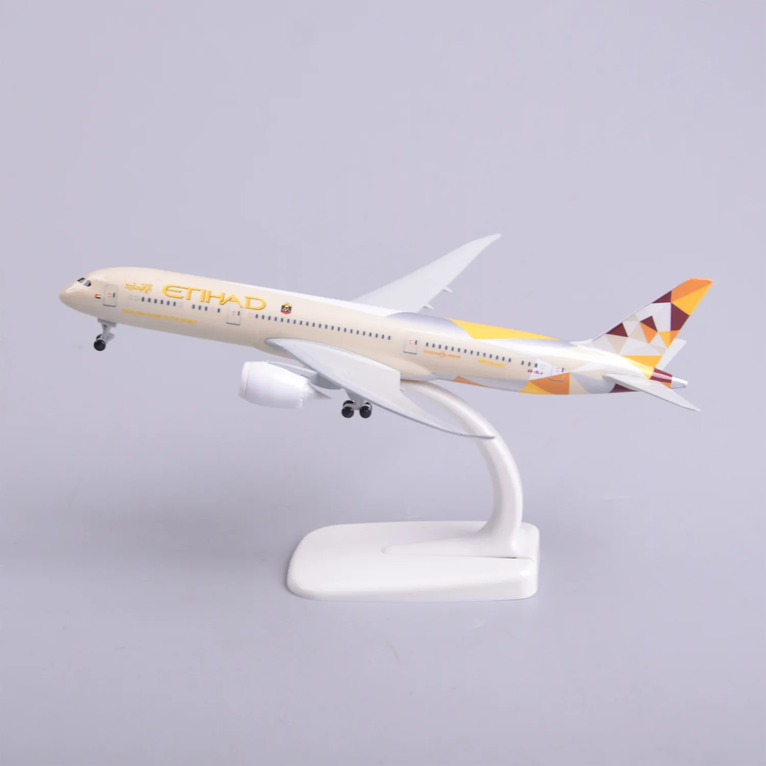 1/300 Scale 20cm Etihad B787 Diecast Metal Airplane Model Toy Kits with Stand for Collections Displays or Boy Gift