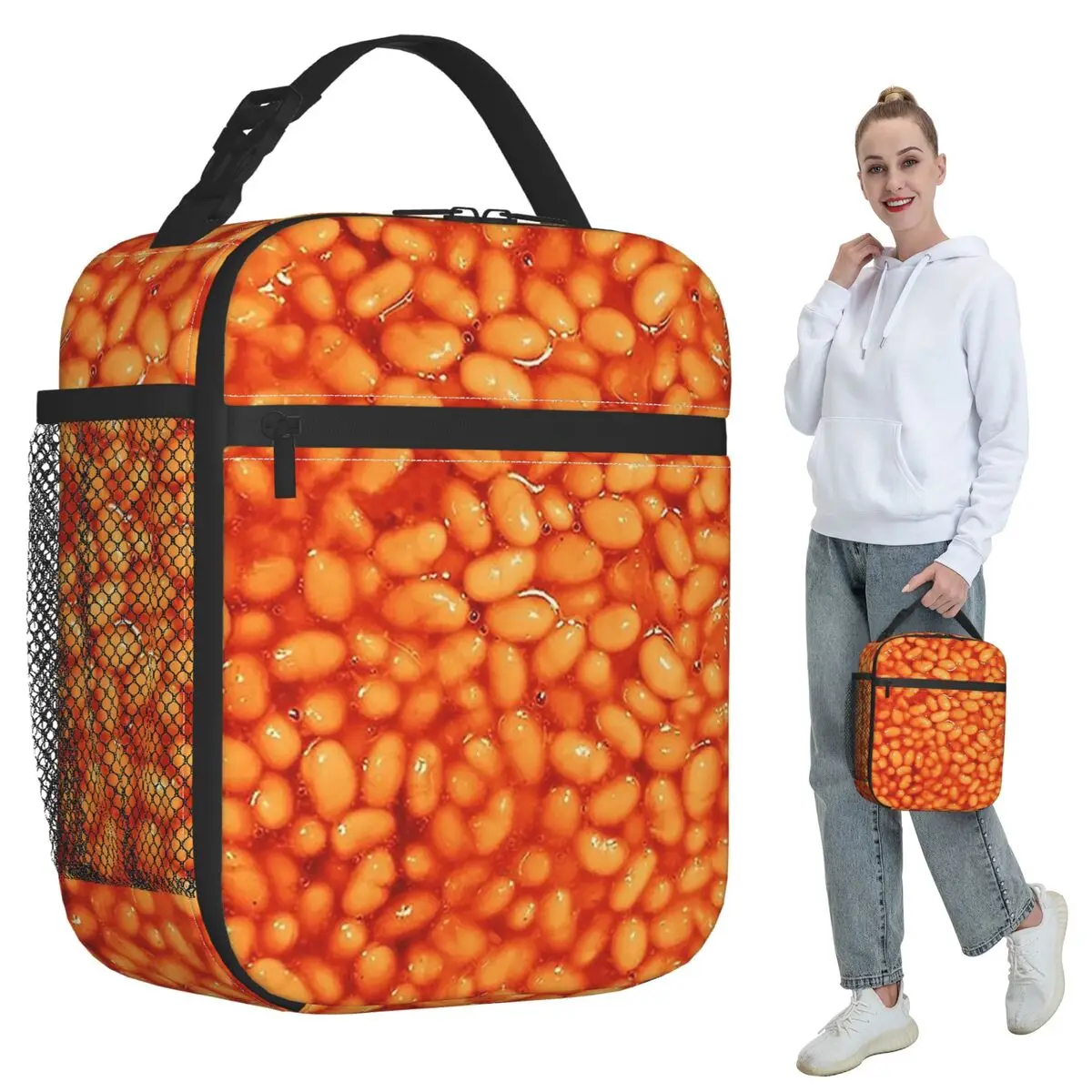 Beans In Things Pattern Insulated Lunch Bag for Kids School Cooler Thermal Food Box Tote Portable Lunch Boxes Container