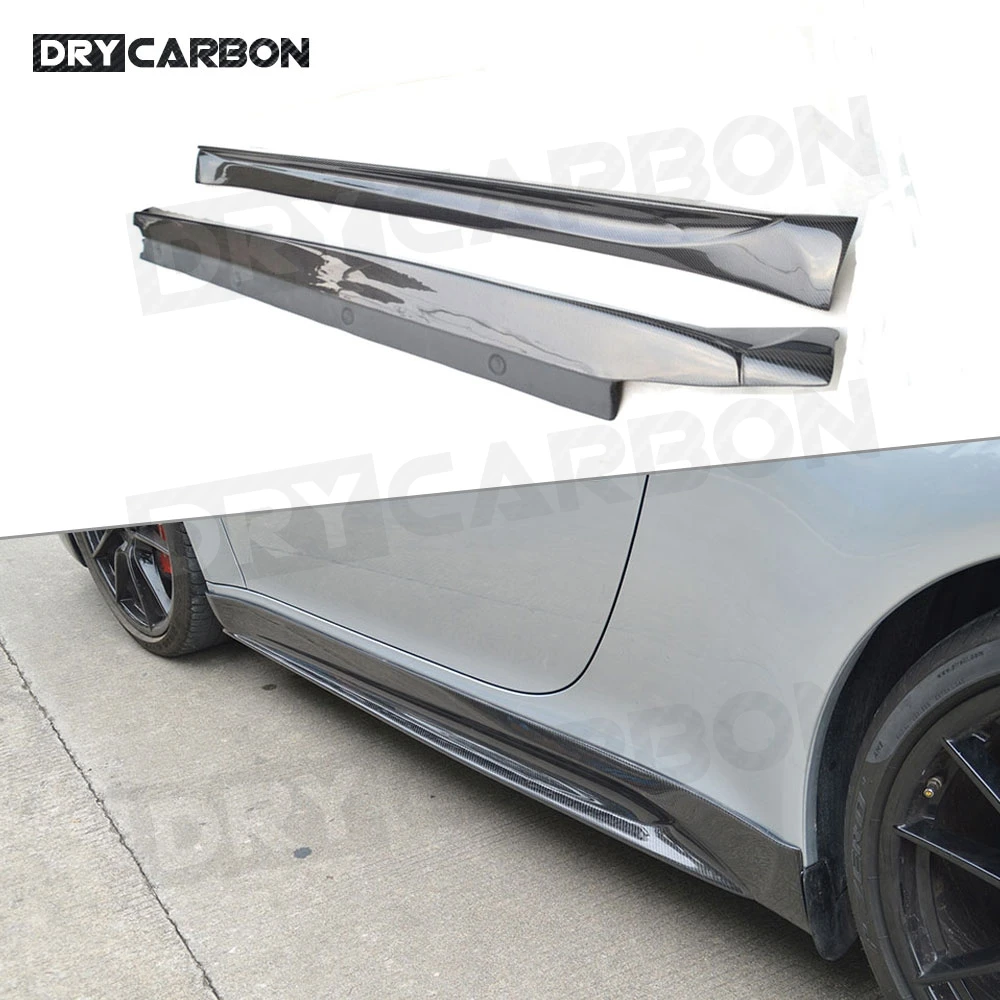 

for Porsche 911 991 GT3 Carrera 2012 - 2015 Carbon Fiber Side Skirts Aprons V Style Bumper Protector 2PCS/Set Car FRP