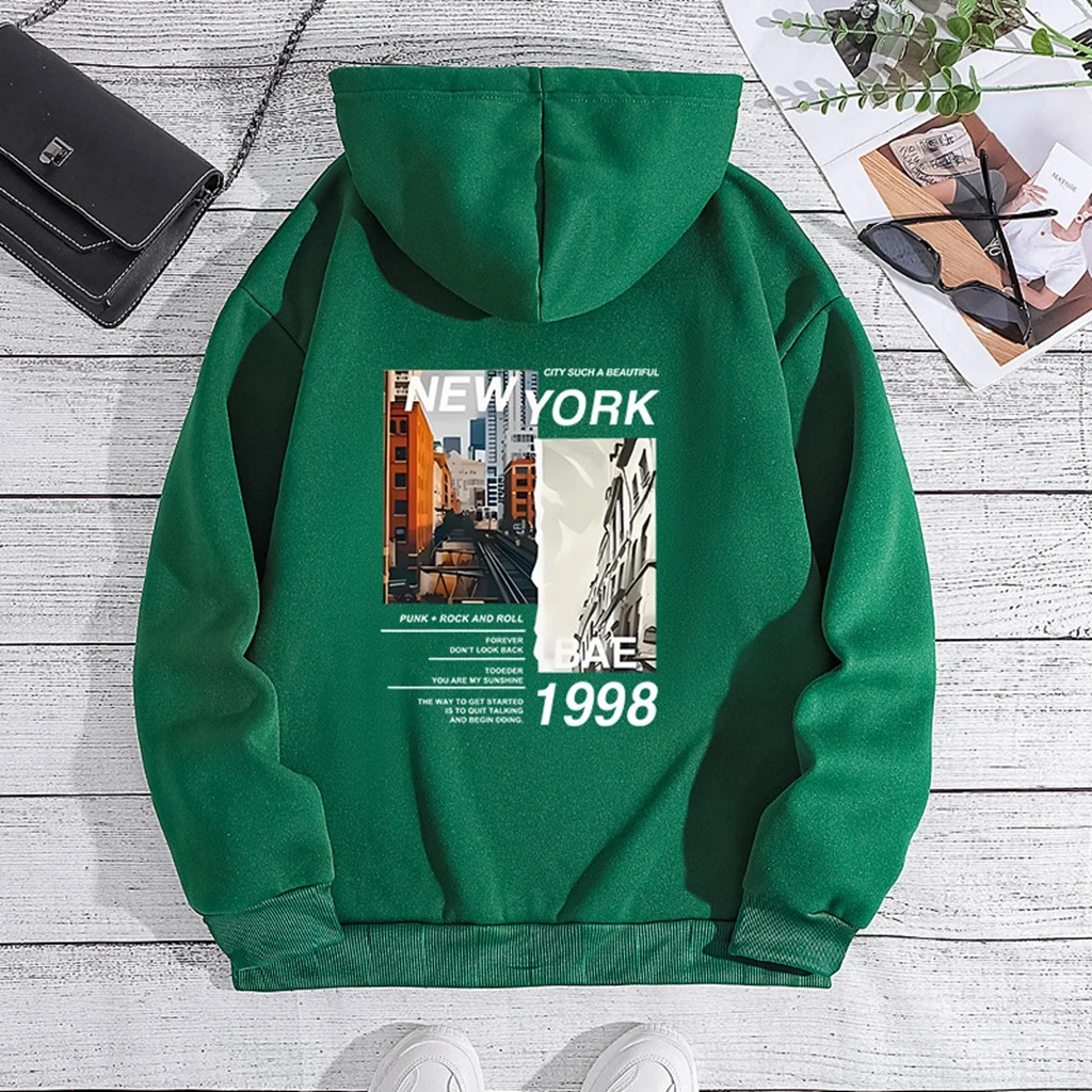 

kpop Black Hoodie NEW YORK CITY PRINTE Women Men Autumn Sweatshirt Pullover Hoody Kpop 2pcs Clothes For Youth Fans