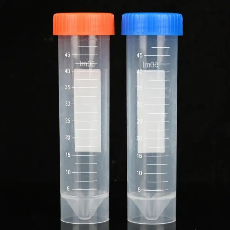 50pcs Pack for Laboratory Consumables with Cover and Scale Transparent Centrifuge Tube 50ml Pointed Flat Bottom Vertical