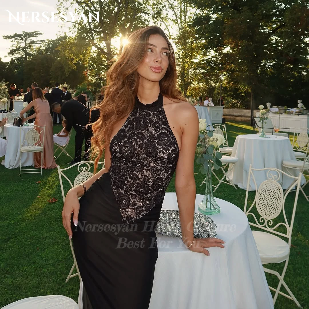 

Nersesyan Luxury Lace Black Mermaid Evening Dresses Off Shoulder Appliques Formal Dress Party Gowns abiti da sera Customized