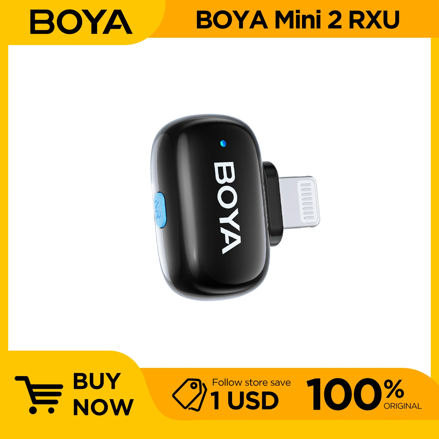 جهاز استقبال BOYA Mini 2 متوافق مع Android iPhone وType-C وواجهات Lightning للاستخدام مع BOYA Mini 2 wireless lavalier