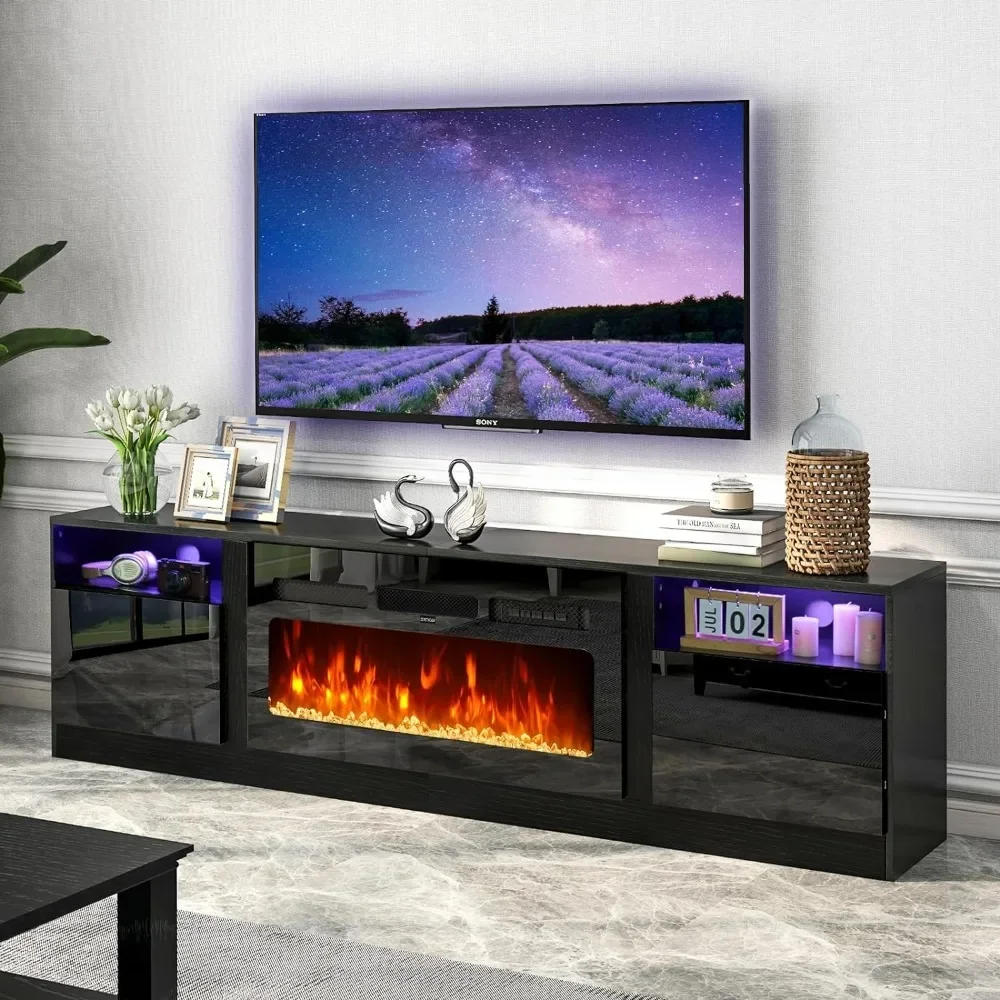 

Fireplace TV Stand with 36" Electric Fireplace, W/ Highlight Storage Cabinet Up To 79 Inches, LED TV Stand Entertainment Center