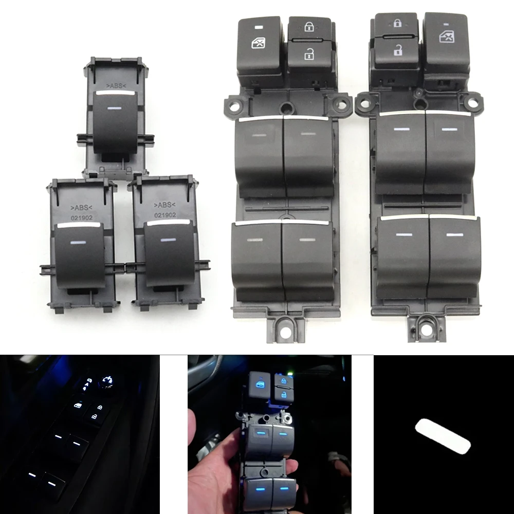 

LED Backlight Lighted Ice Blue/White Electric Window Glass Lifter Control Switch Button For Subaru Solterra 2023-2025